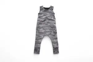1-3y Black Textured Camo Overall Pants Romper - Grow With Me