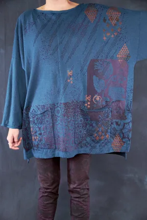1585 Oversized Cabin Pullover Teal-P