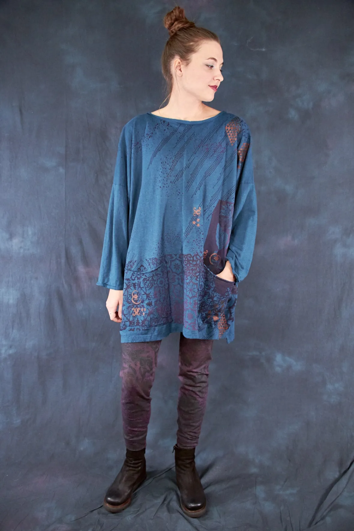 1585 Oversized Cabin Pullover Teal-P