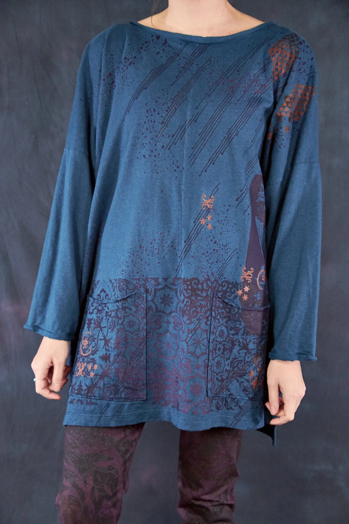 1585 Oversized Cabin Pullover Teal-P