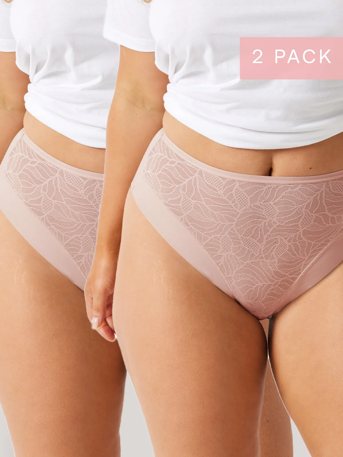 2 Pack Sleek & Smooth Lace Hi Cut