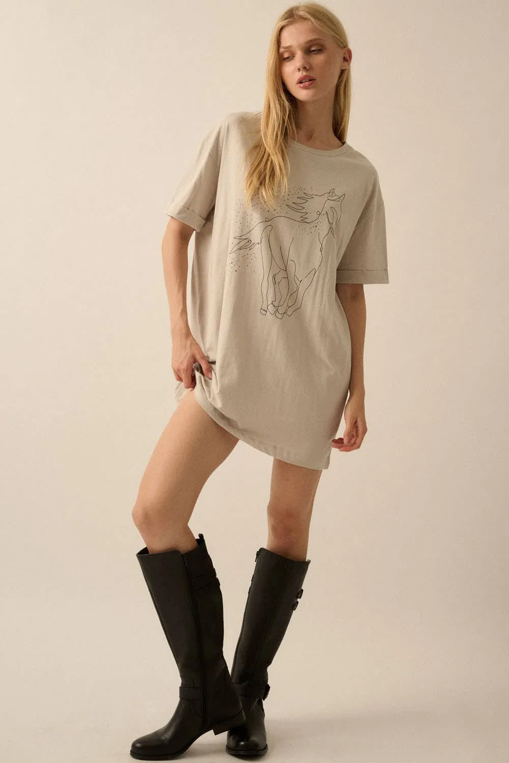 Abstract Horse Oversized Western Tee