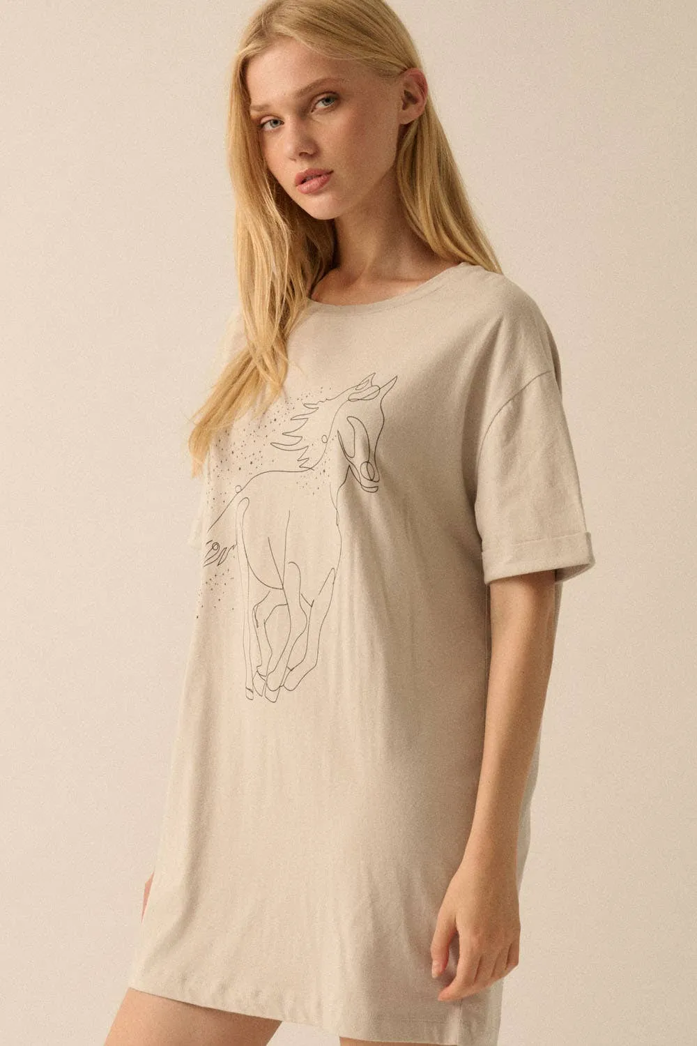 Abstract Horse Oversized Western Tee
