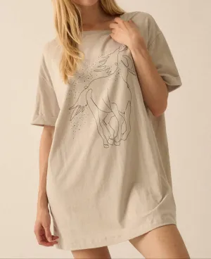 Abstract Horse Oversized Western Tee