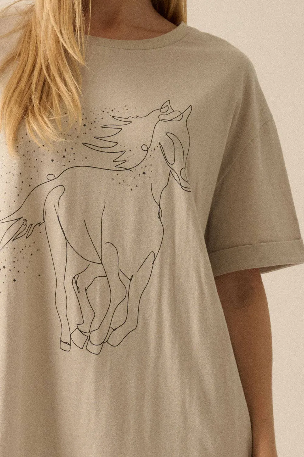Abstract Horse Oversized Western Tee
