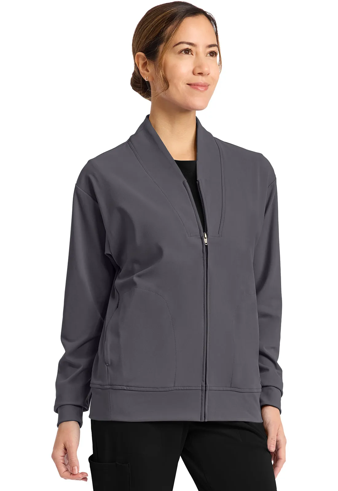 Achieve CK353 Women's Zip-Up Warm-Up Jacket Pewter