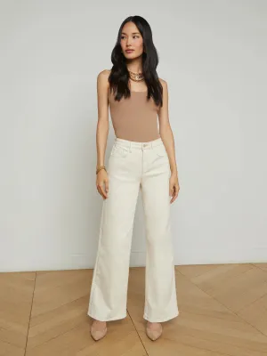 Alicent Wide Leg Jean - Macadamia