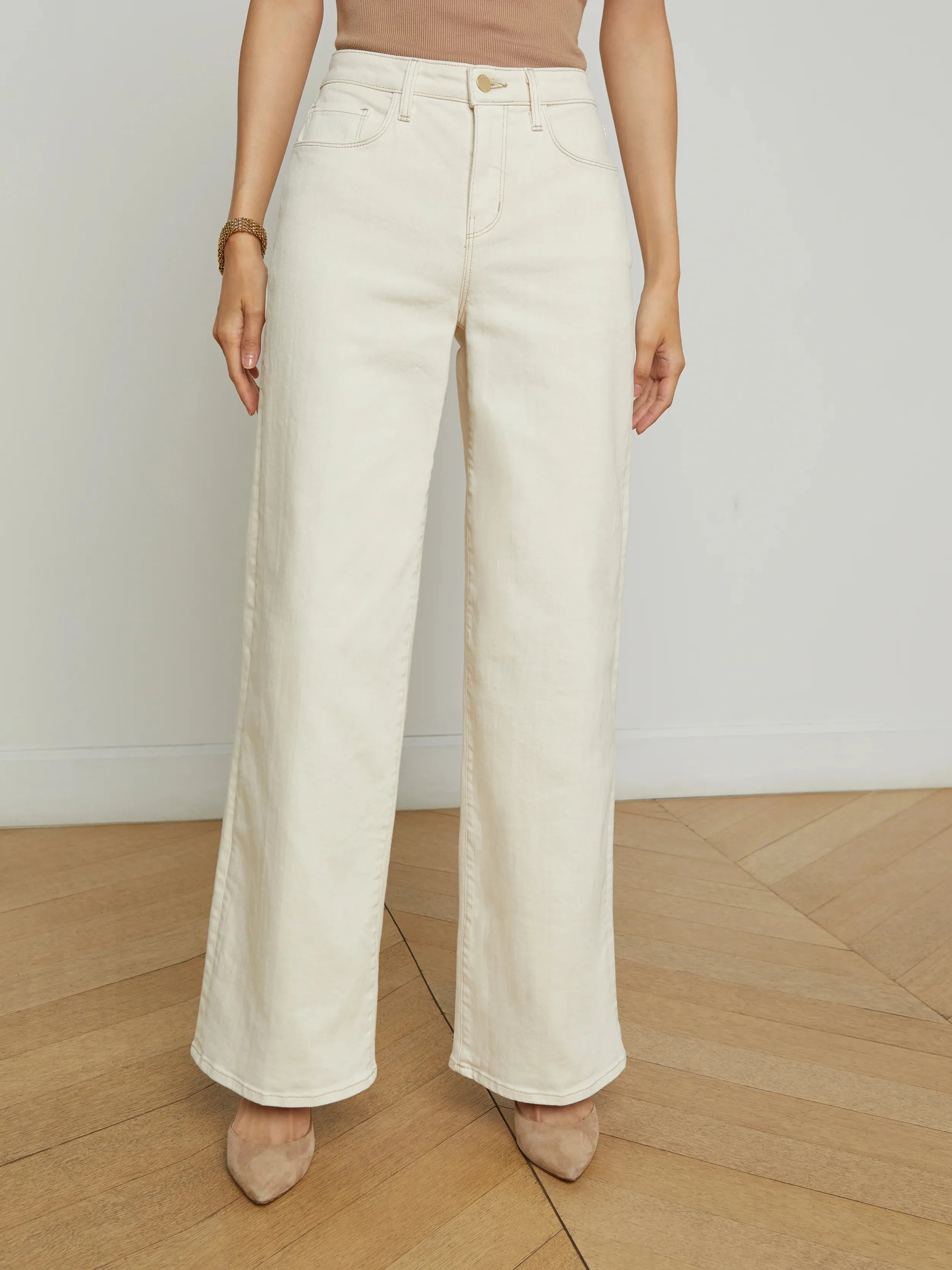 Alicent Wide Leg Jean - Macadamia