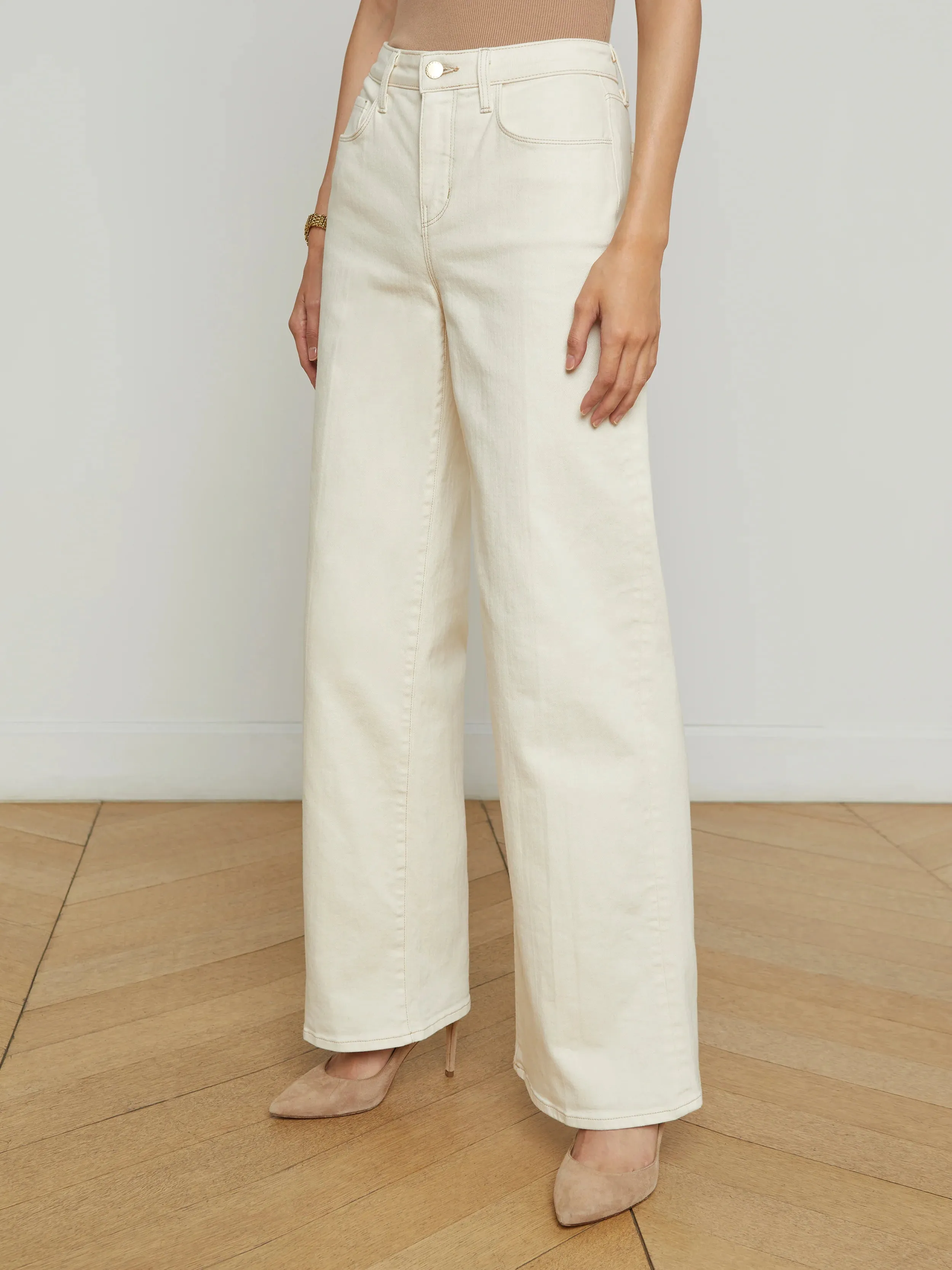 Alicent Wide Leg Jean - Macadamia