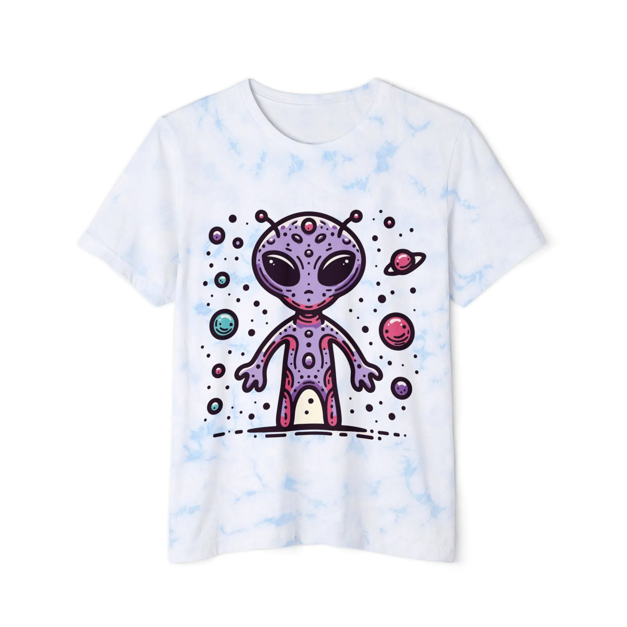 Alien Typographical Art Fashion Tie-Dyed T-Shirt