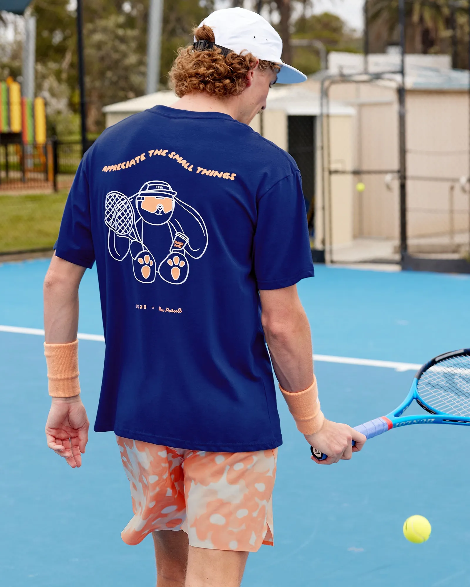 Appreciate the Small Things FLXCotton Oversized Tee - Midnight Blue-Cantaloupe