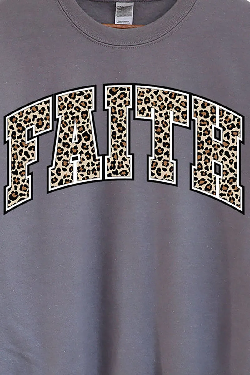 Arched Faith Leopard Heavy-weight Crew Sweatshirt