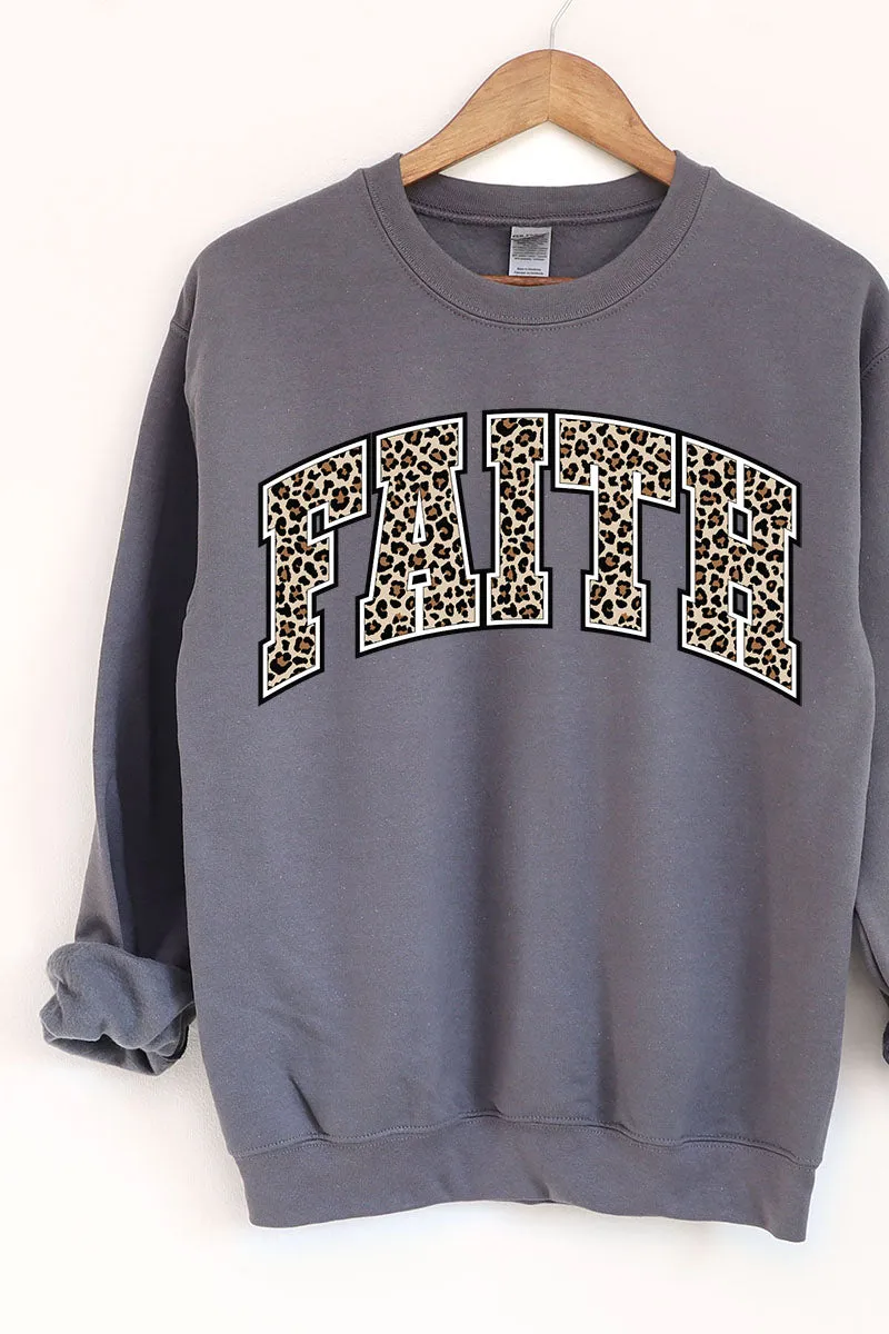 Arched Faith Leopard Heavy-weight Crew Sweatshirt