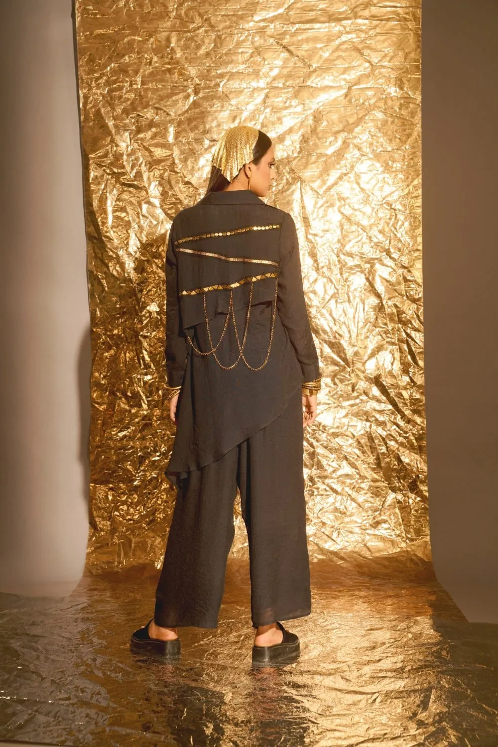 Assymetric Chain Shirt Set