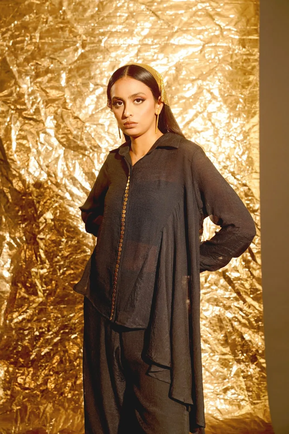 Assymetric Chain Shirt Set