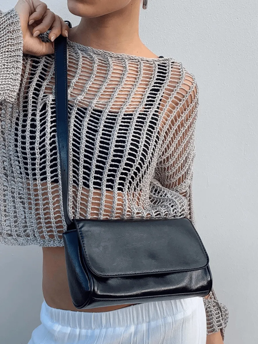 Baize Crochet Dolman Sweater - Grey