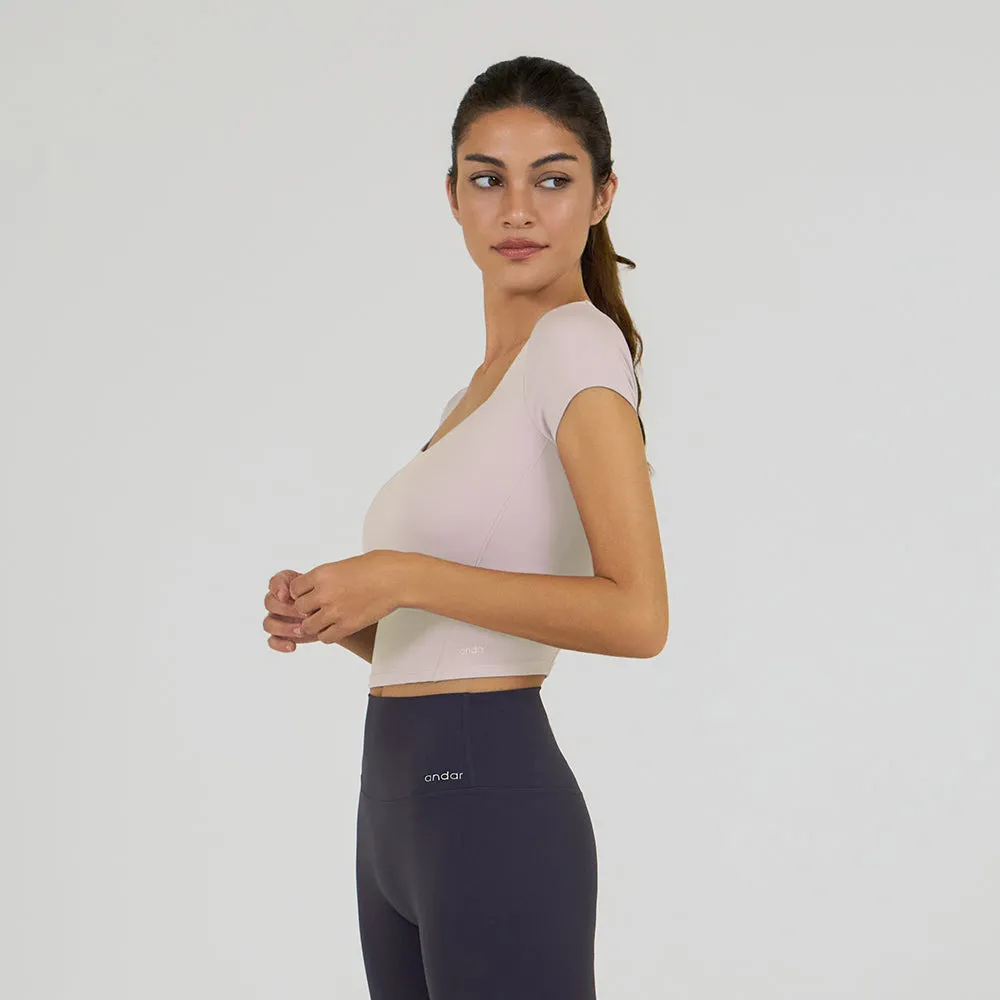 Be-Free Twist Back Cropped Short Sleeve (with Pads)