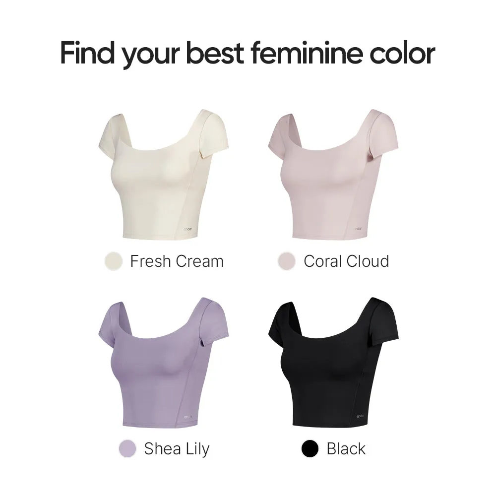 Be-Free Twist Back Cropped Short Sleeve (with Pads)