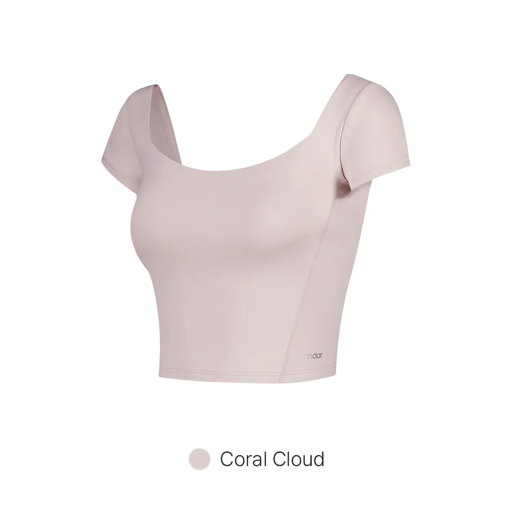 Be-Free Twist Back Cropped Short Sleeve (with Pads)
