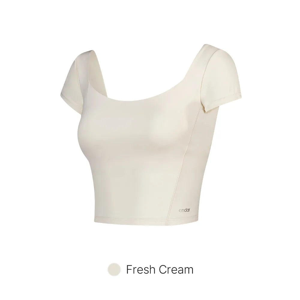 Be-Free Twist Back Cropped Short Sleeve (with Pads)