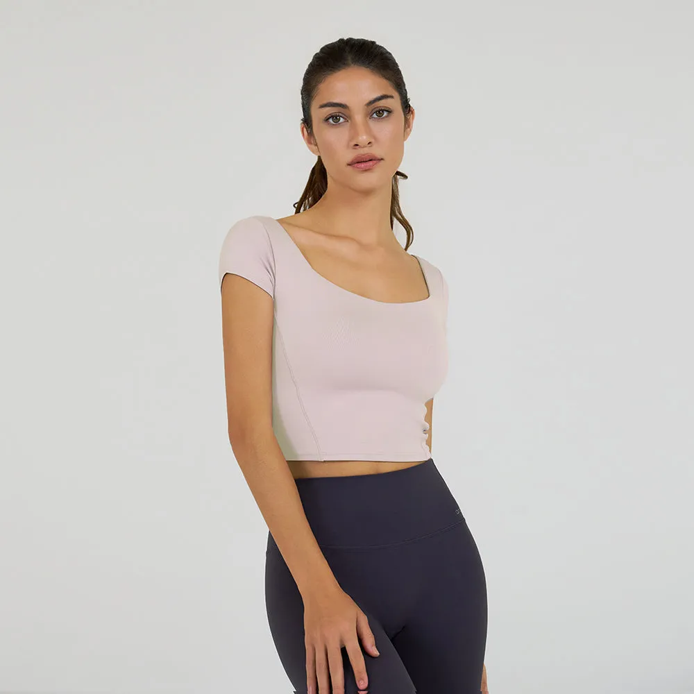 Be-Free Twist Back Cropped Short Sleeve (with Pads)
