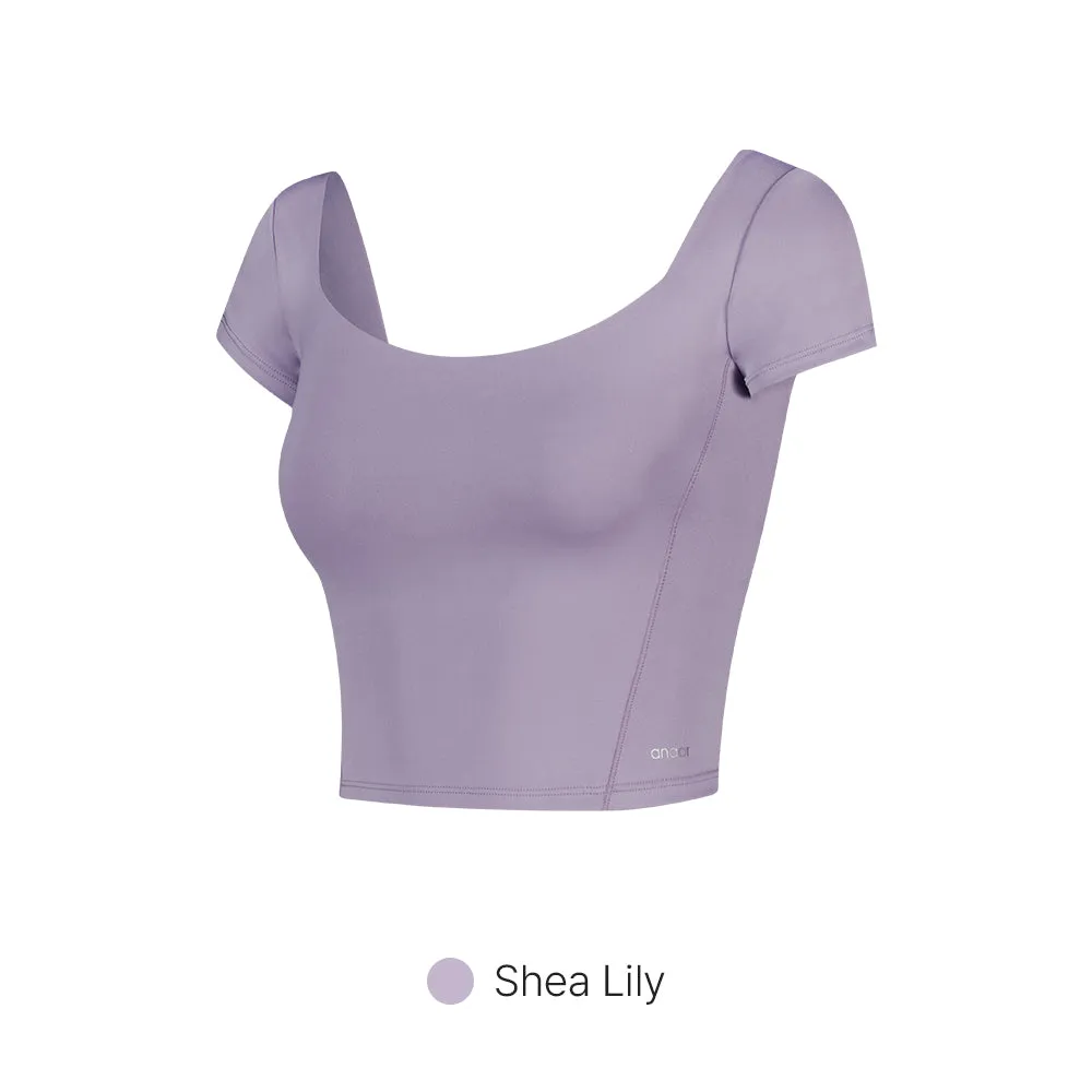 Be-Free Twist Back Cropped Short Sleeve (with Pads)