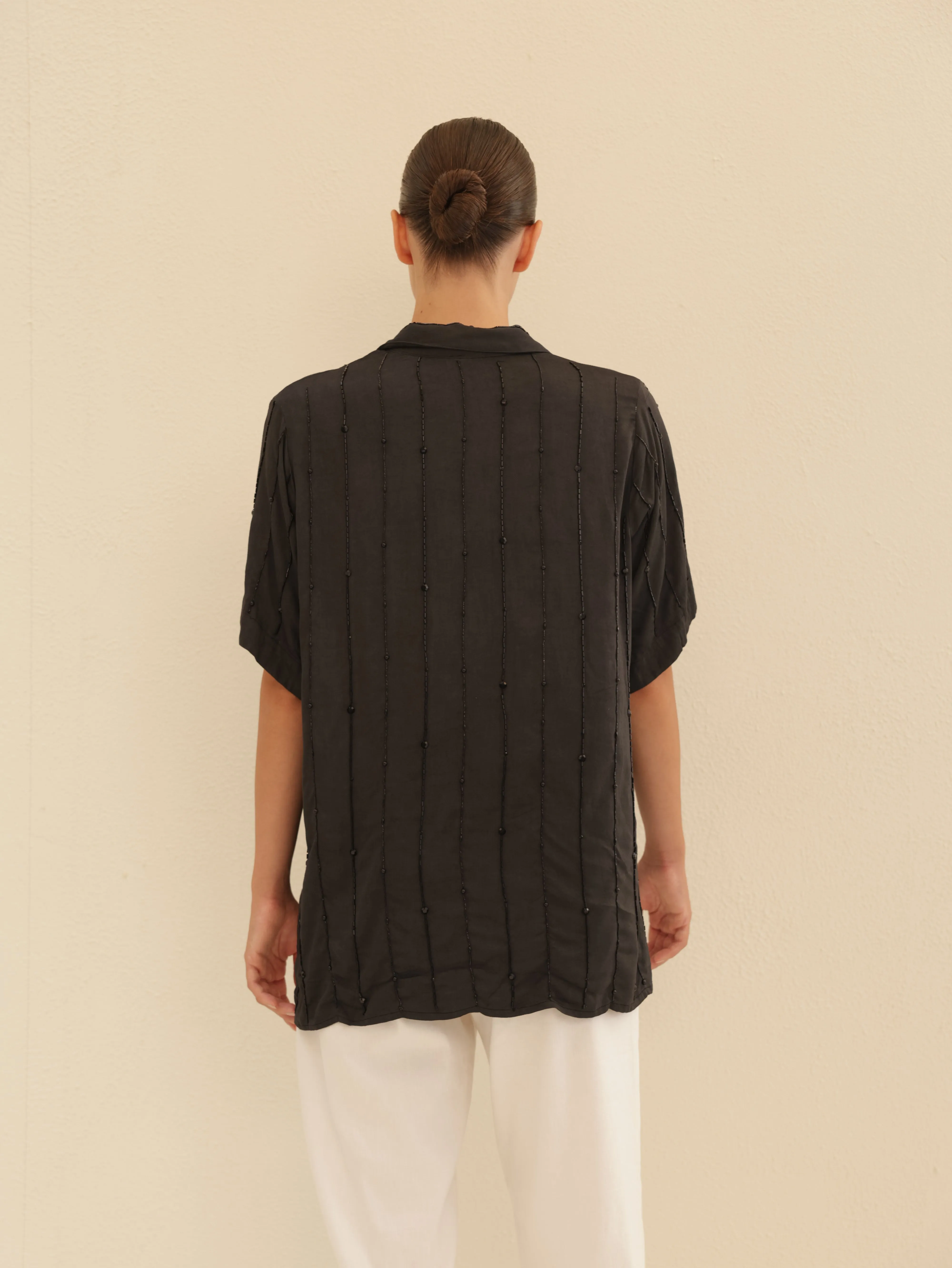 Beaded Button-down Shirt