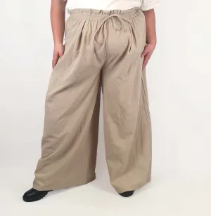 Beige wide leg drawstring pants fits size 22