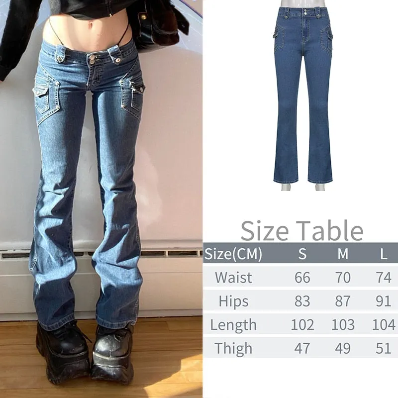 BerryBetty - New Printed Baggy Y2K Jeans Women's Low Waist jeans Autumn Winter Oversize Wide Leg Baggy Pants Casual Cargo Trousers