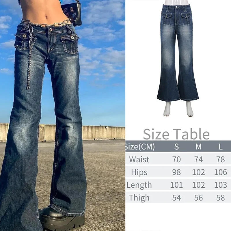 BerryBetty - New Printed Baggy Y2K Jeans Women's Low Waist jeans Autumn Winter Oversize Wide Leg Baggy Pants Casual Cargo Trousers