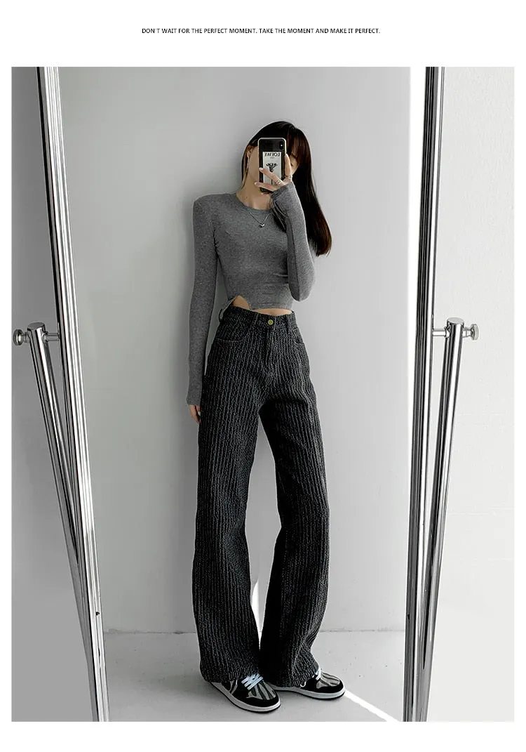 BerryBetty - Women Jeans High Waist Casual Streetwear y2k Baggy Office Lady New Fashion Korean Denim Trousers Female Straight Wide Leg Pants