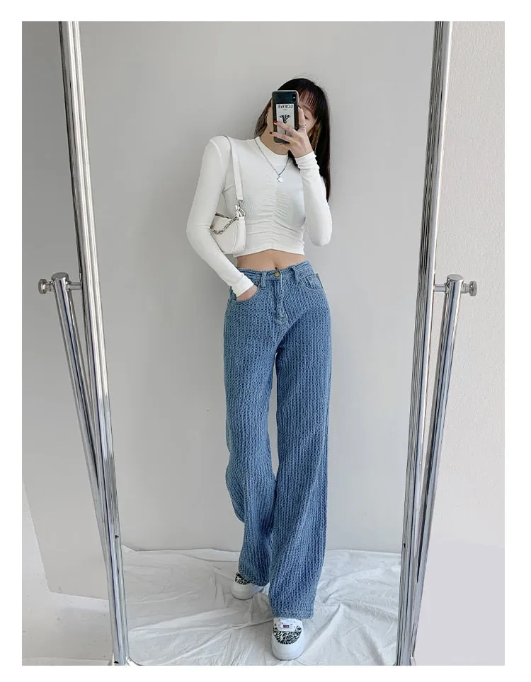 BerryBetty - Women Jeans High Waist Casual Streetwear y2k Baggy Office Lady New Fashion Korean Denim Trousers Female Straight Wide Leg Pants