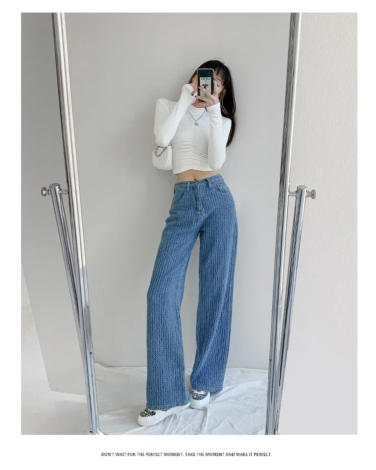 BerryBetty - Women Jeans High Waist Casual Streetwear y2k Baggy Office Lady New Fashion Korean Denim Trousers Female Straight Wide Leg Pants