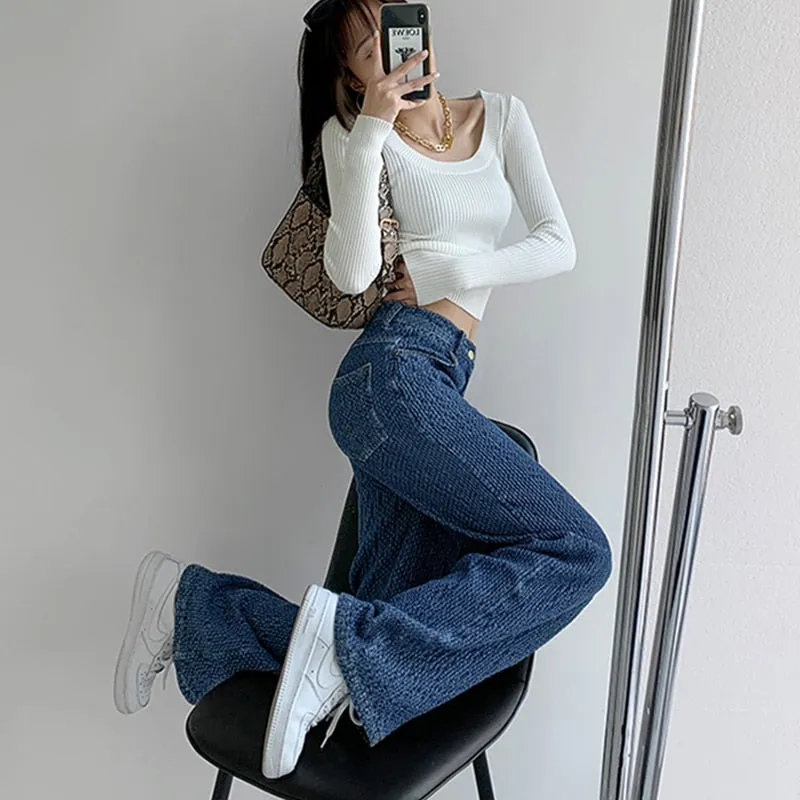BerryBetty - Women Jeans High Waist Casual Streetwear y2k Baggy Office Lady New Fashion Korean Denim Trousers Female Straight Wide Leg Pants