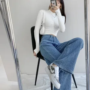 BerryBetty - Women Jeans High Waist Casual Streetwear y2k Baggy Office Lady New Fashion Korean Denim Trousers Female Straight Wide Leg Pants