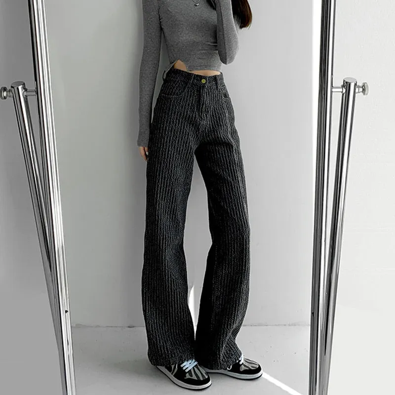 BerryBetty - Women Jeans High Waist Casual Streetwear y2k Baggy Office Lady New Fashion Korean Denim Trousers Female Straight Wide Leg Pants