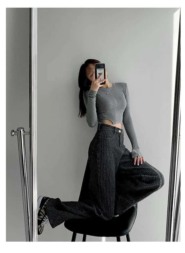 BerryBetty - Women Jeans High Waist Casual Streetwear y2k Baggy Office Lady New Fashion Korean Denim Trousers Female Straight Wide Leg Pants