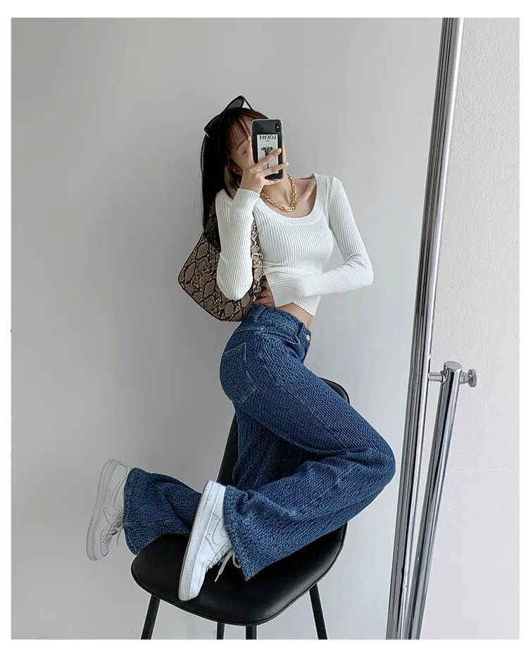 BerryBetty - Women Jeans High Waist Casual Streetwear y2k Baggy Office Lady New Fashion Korean Denim Trousers Female Straight Wide Leg Pants