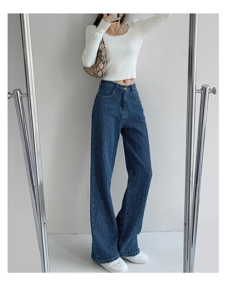 BerryBetty - Women Jeans High Waist Casual Streetwear y2k Baggy Office Lady New Fashion Korean Denim Trousers Female Straight Wide Leg Pants
