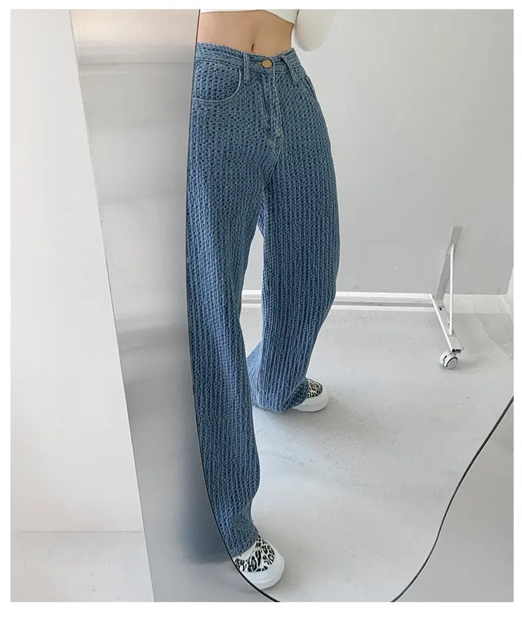 BerryBetty - Women Jeans High Waist Casual Streetwear y2k Baggy Office Lady New Fashion Korean Denim Trousers Female Straight Wide Leg Pants