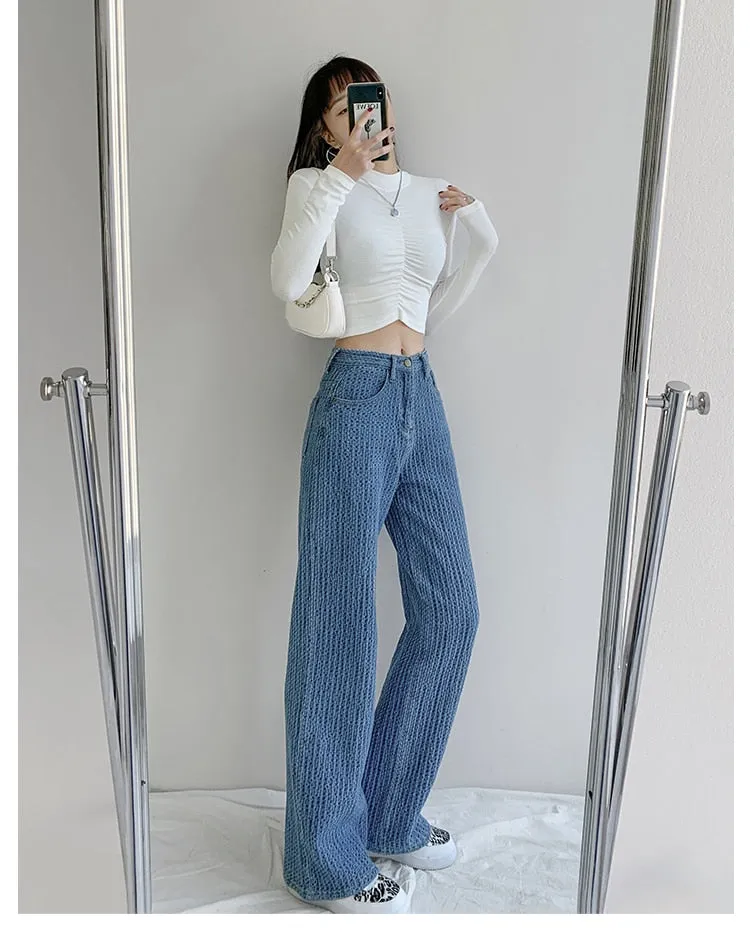 BerryBetty - Women Jeans High Waist Casual Streetwear y2k Baggy Office Lady New Fashion Korean Denim Trousers Female Straight Wide Leg Pants