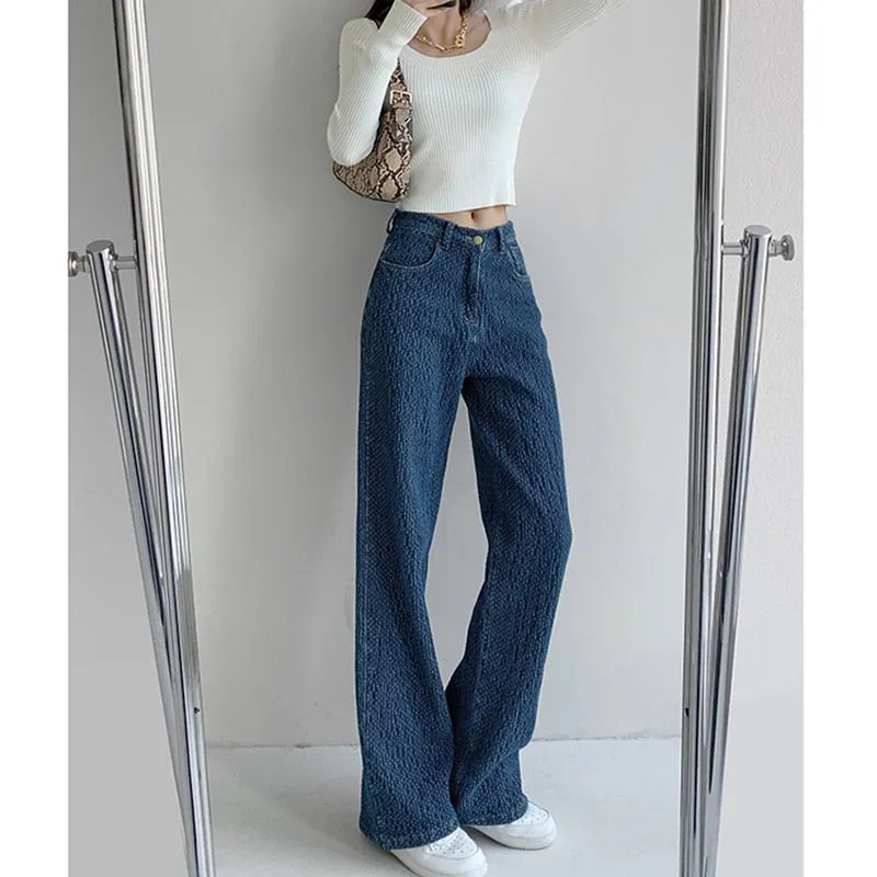 BerryBetty - Women Jeans High Waist Casual Streetwear y2k Baggy Office Lady New Fashion Korean Denim Trousers Female Straight Wide Leg Pants
