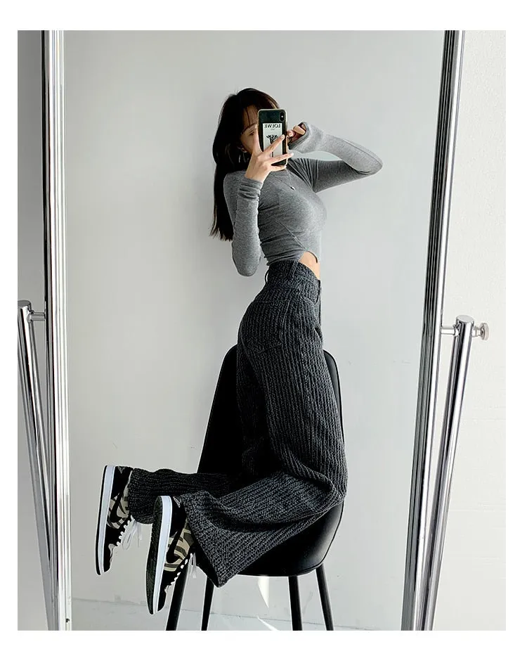 BerryBetty - Women Jeans High Waist Casual Streetwear y2k Baggy Office Lady New Fashion Korean Denim Trousers Female Straight Wide Leg Pants