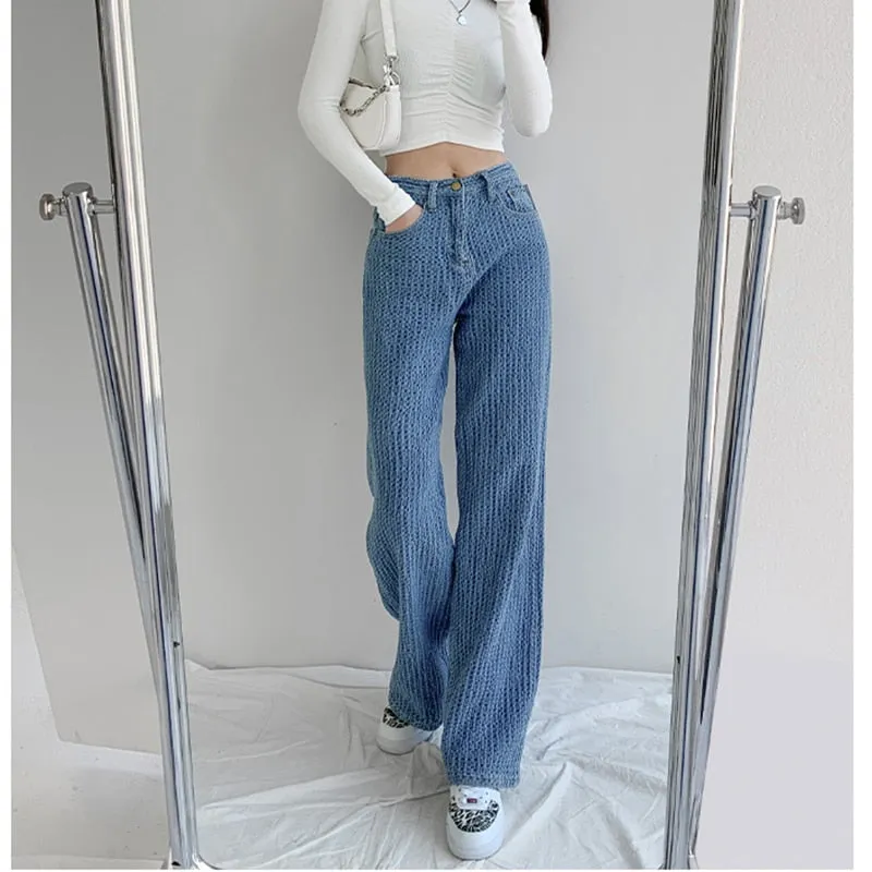 BerryBetty - Women Jeans High Waist Casual Streetwear y2k Baggy Office Lady New Fashion Korean Denim Trousers Female Straight Wide Leg Pants