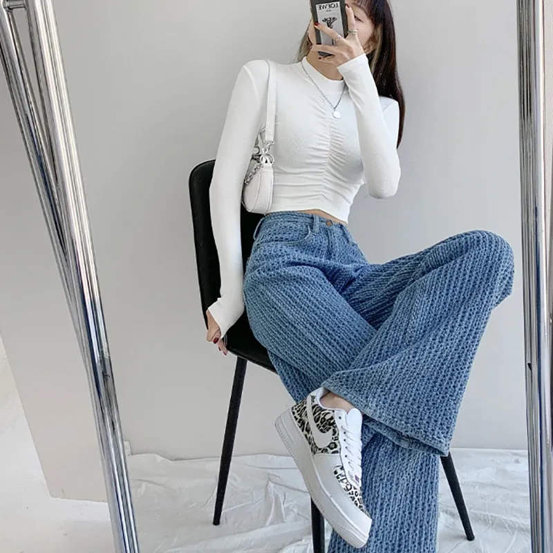 BerryBetty - Women Jeans High Waist Casual Streetwear y2k Baggy Office Lady New Fashion Korean Denim Trousers Female Straight Wide Leg Pants