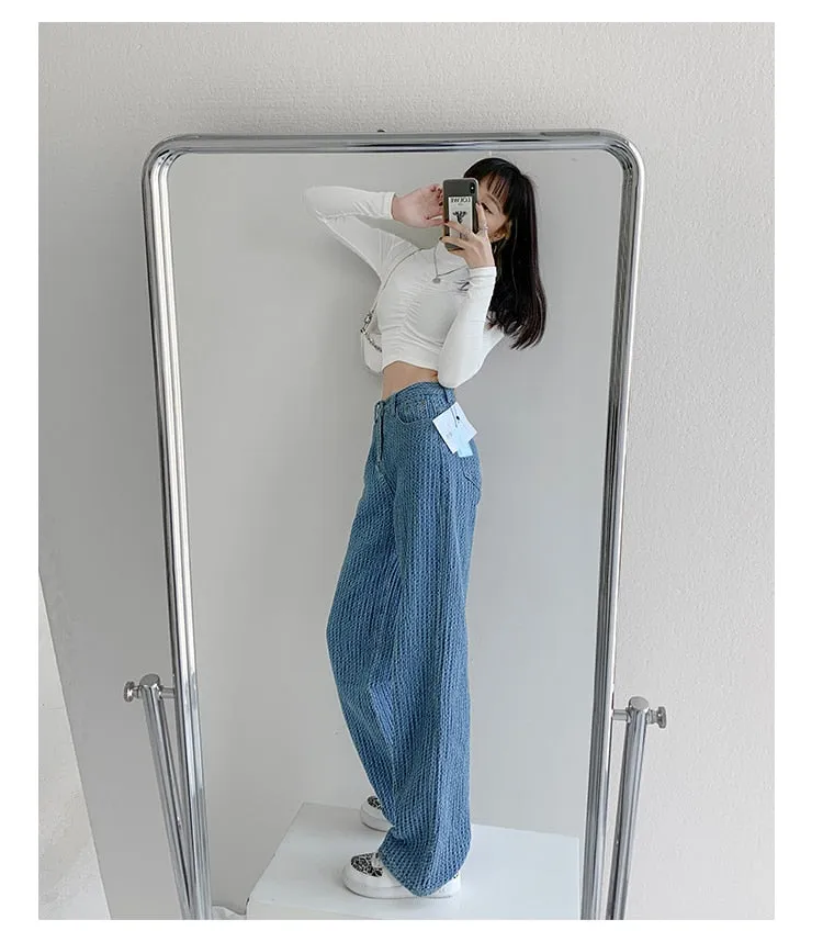 BerryBetty - Women Jeans High Waist Casual Streetwear y2k Baggy Office Lady New Fashion Korean Denim Trousers Female Straight Wide Leg Pants