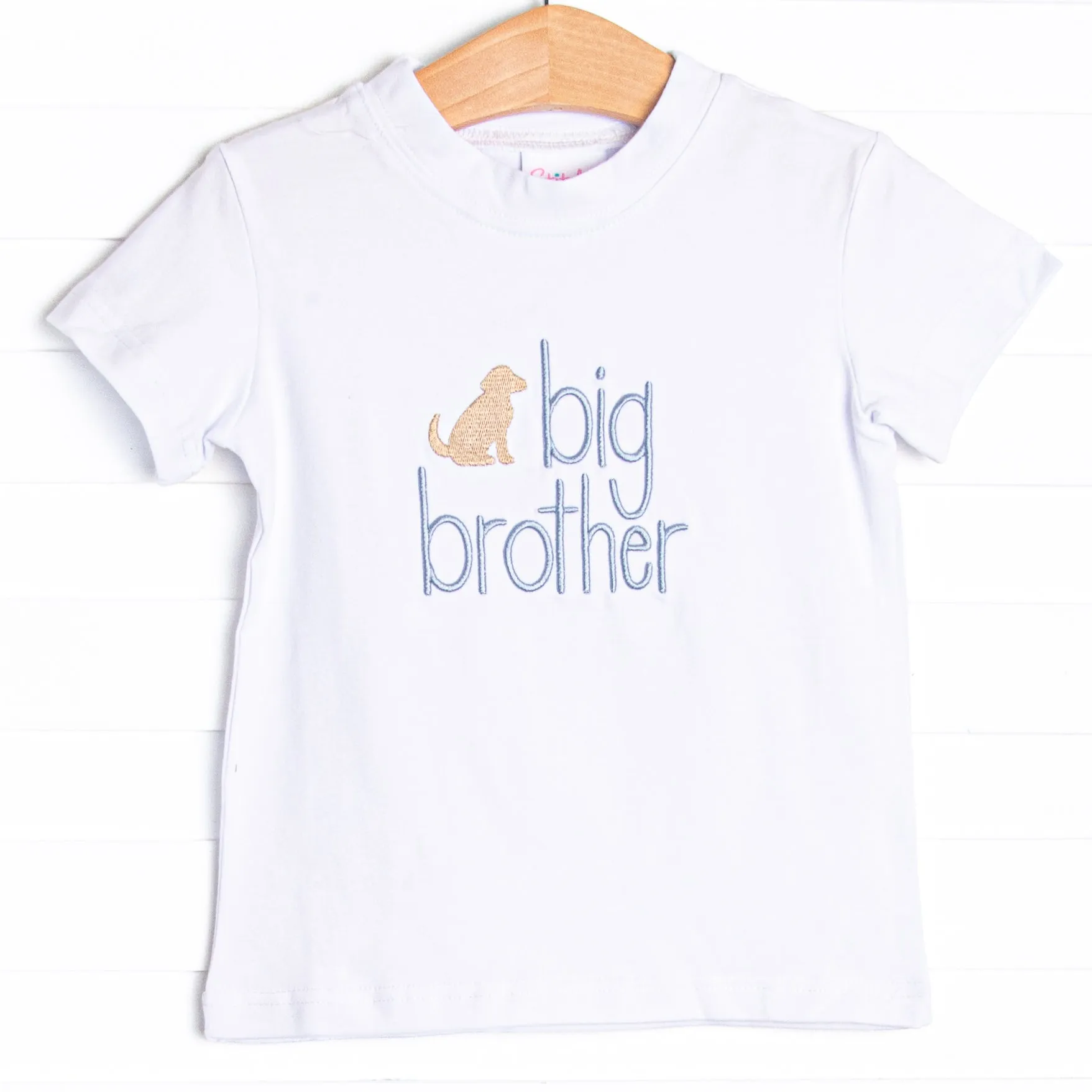 Big Brother Applique Top, White
