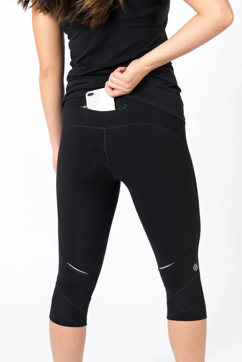 Black Performance Crop with Dragonfruit Accents