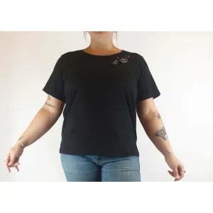 Black pre-owned tee shirt with lovely gingham detail fits size 14