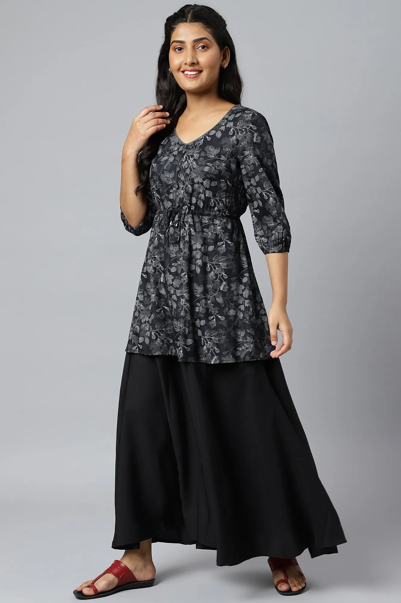 Black Solid Palazzo